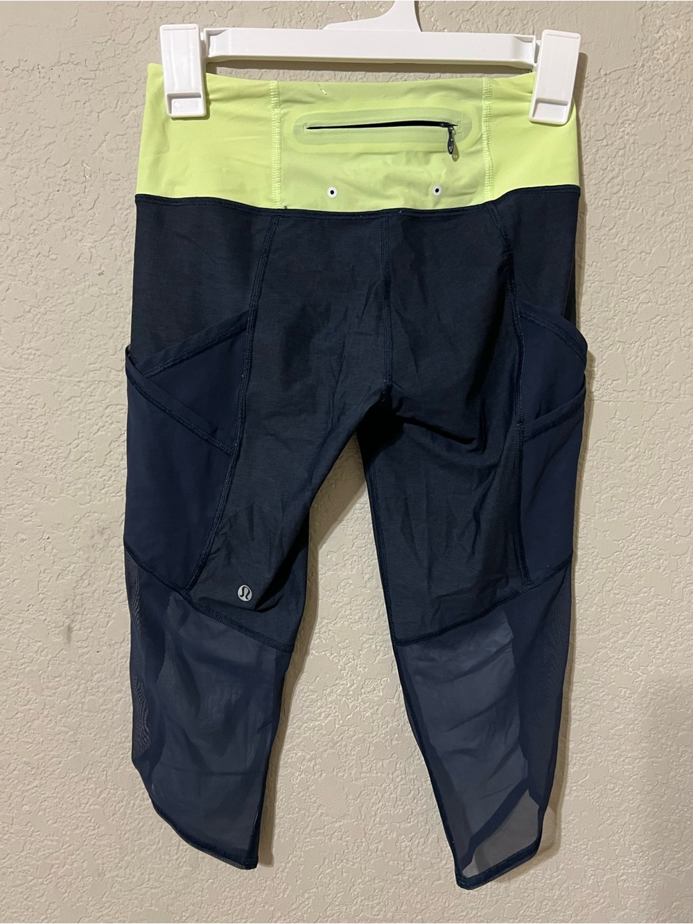 lululemon athletica Black Capri Leggings with Lime Waistband
